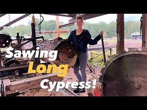 Sawing LONG Cypress Beams!!! (Antique SAWMILL action!)