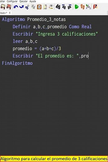 Algoritmo para calcular el promedio de 3 calificaciones #Shorts