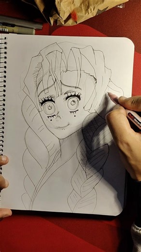 Mitsuri Kanroji: Speed Sketching the Love Hashira 🌸 #drawing #anime #animeart