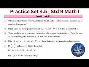 Practice Set 4.5 | L.4 Ratio and Proportion | 9th Math I Std 9 Algebra