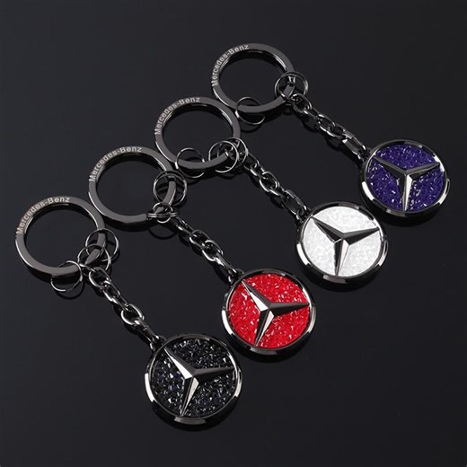 Mercedes-benz Diamond-encrusted Three-pointed Star Car Logo Keychain Key Ring Chain Pendant - Etsy