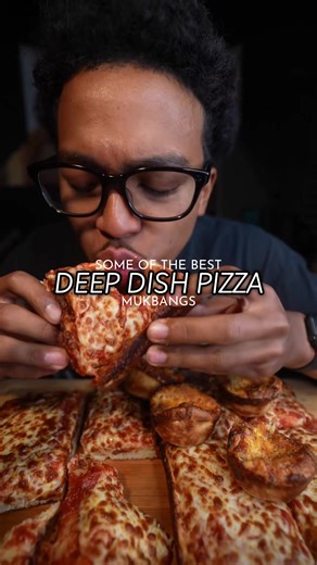 Delicious Deep Dish Pizza Mukbang Experience