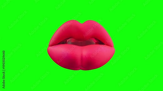 3D lips animated on green screen background