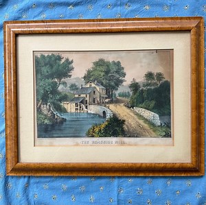 Framed Currier & Ives 1869 Roadside Mill Hand Colored Lithograph - Rare Find - Etsy