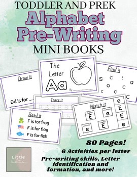 Alphabet Pre-Writing Mini Books-PreK, Kinder-Toddlers/Preschool-Phonics