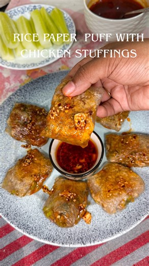 1.3K views · 12 reactions | 寧 Rice Paper Puffs with Chicken Stuffing...