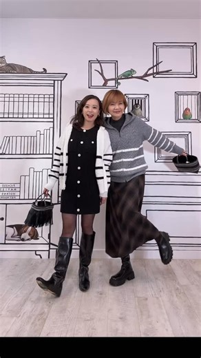 Noriko Higashi on Instagram: "1月4日ショップチャンネル SSV のエムズスタイル全アイテム一挙に公開です。 ボーダーニットブルゾン Pコート ベイカーパンツ 猫と馬🐎🐱トレーナー マルシェロゴニット チュールシアーインナー ファイバーダウンジレ カットソーワンピース めちゃくちゃ素敵だよ！ @shopch.jp @msstyle151 #ショップチャンネルカリスマゲスト #163cmコーデ"