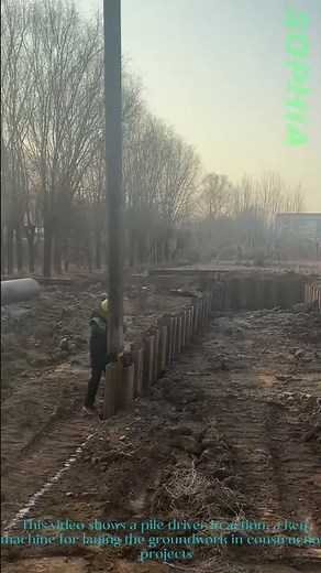 Pile Driver at Work: Installing Support Posts for Construction