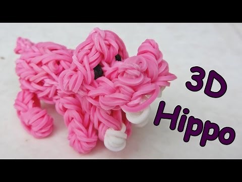 Rainbow Loom 3D Hippo Charm - how to make with loom bands