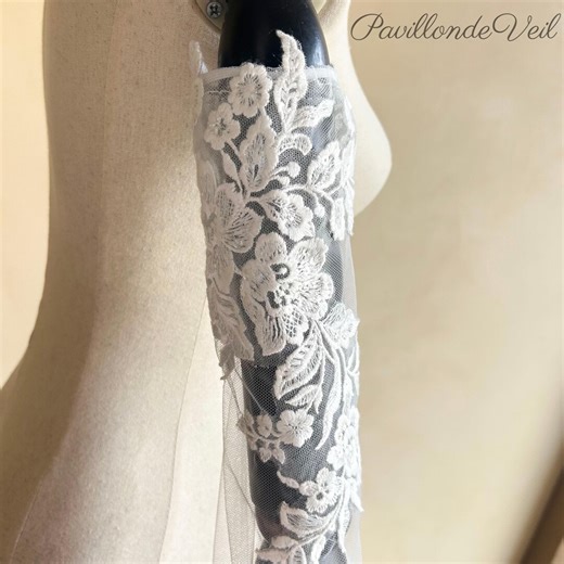 Sheer Tulle Floral Lace Bridal Sleeves, Detachable Wedding Dress Sleeves