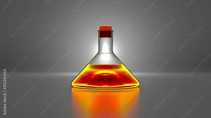 Erlenmeyer Flask containing a chemical liquid or solvent 3D Animation.