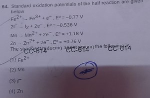 Given the standard oxidation potentials of the half-reactions:... | Filo