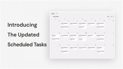 Introducing Scheduled Tasks 2.0 — a major upgrade to recurring work in Manus.Scheduling is no longer just about running something at the right time. It is about running it in the right place, with the right context.Now scheduled work can continue in the same task, power background actions in Manus-built web apps, and give you clearer visibility into upcoming and past runs.Available now to all users.