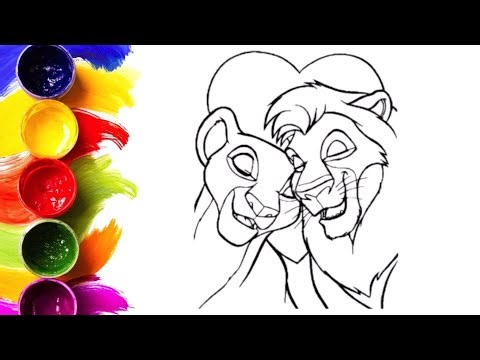 Coloring Sarabi and Mufasa from The Lion King