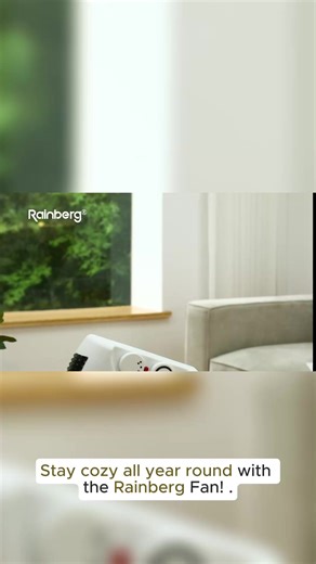 Rainberg Fan with 2 Heat Settings 1000/2000W & Cool Function, Electric , Room with Variable Thermostat, For Home, Low energy heater airer