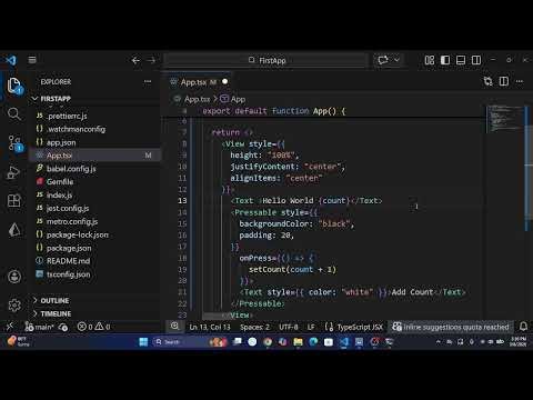 React Native Live Class #2 | Hello World App & Counter using useState | React Native Mobile App