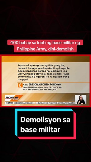 Nagkasa ng demolition ang Philippine Army sa loob ng kanilang base militar sa Cagayan de Oro. Sa mismong kampo kasi nagtayo ng bahay ang ilang sibilyan. #FrontlinePilipinas #News5 #BreakingNewsPH