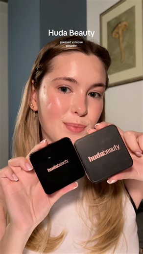 Loose or pressed?🌸 ‪@Hudabeauty‬ easy bake cherry blossom cake #pressedpowder #loosepowder