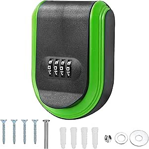 Wall Mount & Magnetic Key Lock Box with 4-Digit Combination Code - Green Heavy-Duty Key Lock Holder, Weatherproof Outdoor Hide-a-Key Box for Home, Car, Office (Universal Fit)