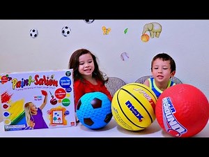 Preschool Kids Color Different Sport Ball with Paint Station Toy for Children