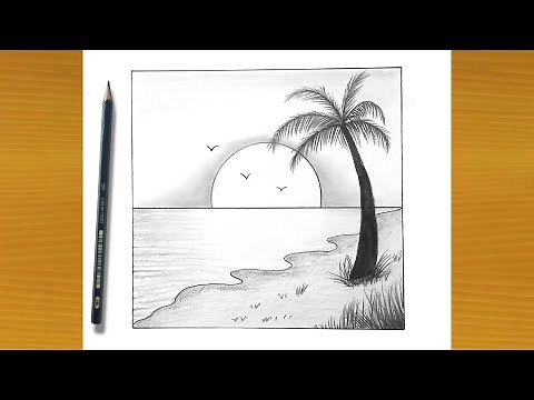 How To Draw Simple Scenery Art For Beginners | Landscape Drawing | رسم منظر طبيعي