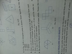 7 Fig. 14.29 In Fig. 14.30 , a triangular prism is drawn. Draw... | Filo