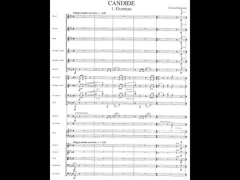 OVERTURE to CANDIDE by Leonard Bernstein, conducted by Bernstein {Audio + Full score}