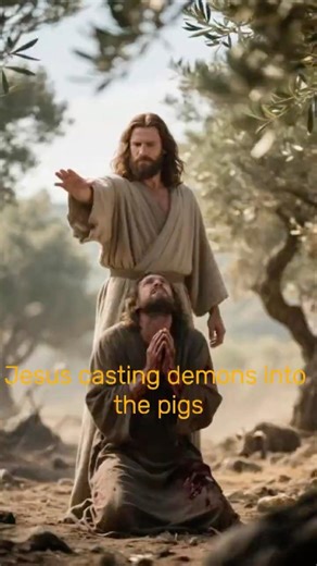The miracle of Jesus casting out demons from a herd of pigs