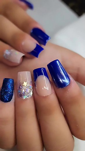 Blue glitter nails design 😍 | Tony's Nails