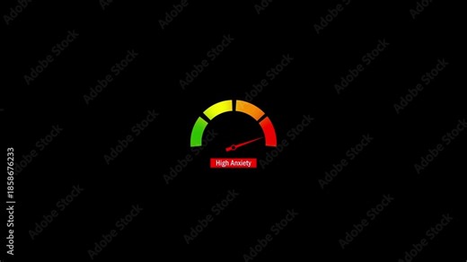 High Anxiety Risk Meter Animation.Risk Meter Animation Showing High Risk Level. Color Gauge Indicator for Business, Finance,Health and Safety Analysis.