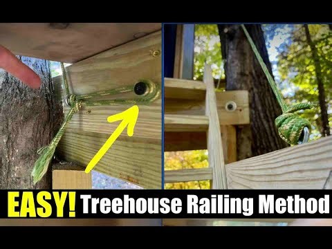 EASY n cheap DIY treehouse building deck railing method