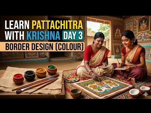 Day 3: Pattachitra Borders in Colour 🎨✨#drawing #pattachitra #painting