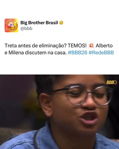 Hugo Gloss on Instagram: "Climão antes do ao vivo! 🚨 Minutos antes do programa entrar no ar, Milena e Cowboy se estranharam feio. “Mande tudo o que você tem de ruim pra cima de mim. Porque até agora só conheci coisa ruim de você”, disparou a sister. Eita, o que acharam? (🎥: @tvglobo) #BBB26"