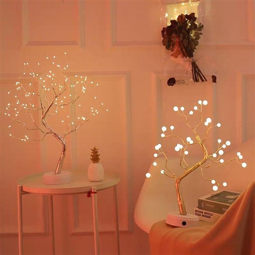 LED Copper Wire Tree Lights, Nordic Style Bedroom Decor, USB Battery Powered Lamp - Etsy