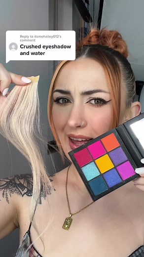Replying to @itsmehailey012 Dying your hair with eyeshadow?! #willitdye #hairdye #haircolor #hairtok #xmondo #xmondocolor #eyeshadow #holographic