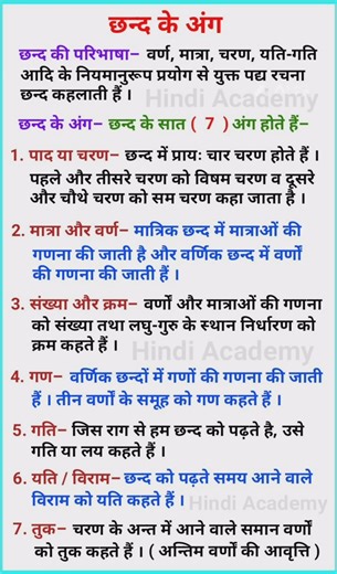 छन्द के अंग ॥ छन्द हिंदी व्याकरण ॥ chhand ke ang ॥ chhand ke kitne ang hote hain ॥ chhand #hindi