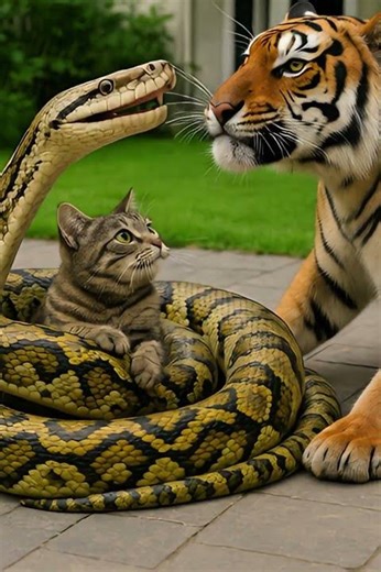 Tiger vs Python: The Brave Rescue of a Helpless #animals #wildlife #courage #nature t #tiger