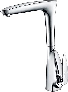 ANZZI Timbre Single Handle Solid Brass Kitchen Faucet in Polished Chrome, cUPC Certified Commercial Stainless Steel Sink Deck Mounted Spout Faucets, KF-AZ034