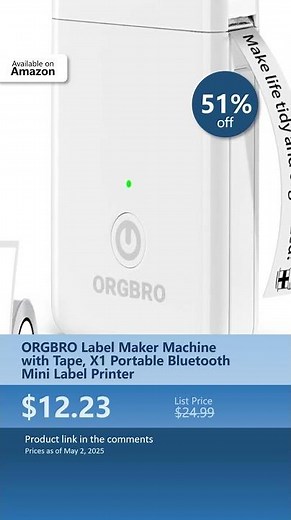 ORGBRO Label Maker Machine with Tape, X1 Portable Bluetooth Mini Label Printer