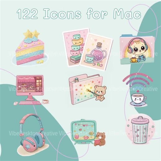 Kawaii Magic Tea Time Desktop Icons: Pastel Fantasy (digital Download) - Etsy Australia