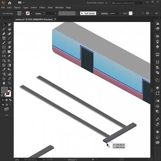 Illustrator time-lapse isometric metro station