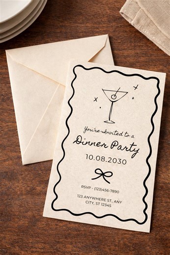 Editable Dinner Party Invitation | Instant Download | Canva Template | Downloadable Invitation - Etsy