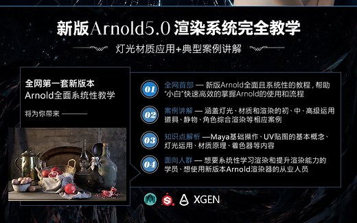 新版Arnold5.0 for maya—渲染系统完全教学【灯光材质应用+典型案例讲解】
