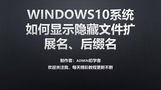 windows10系统如何显示隐藏文件扩展名、后缀名