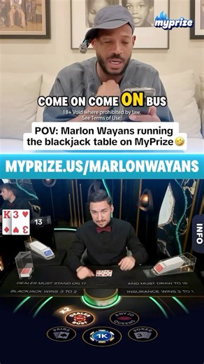 Bussy buss level up!! I’m calling you out @jharden13 🗣️🔥 Just scooped up 2,300 SC playing Blackjack on @myprize.us baby. The winning streak is alive and well! If you want in on the action, pull up. We’re playing together and we’re winning together out here 🔥 Go sign up, follow my profile, and grab a seat at the table 📲 Link in bio. | Marlon Wayans
