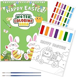 Paint with Water Coloring Books for Toddlers - Easter Basket Stuffers Gifts - Easter Watercolor Paint Set with 2 Brushes, Mess-Free Paint Activity Arts & Crafts Toy Supplies for Kids Ages 4 5 6 7 8