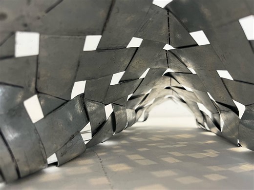 Grace DelValle | woven metal model woven pieces taken and folded along specific curves with light to show how light affects the way that a model is seen.... | Instagram