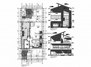 Three-storey Modern House Project, 3010201 - Free CAD Drawings