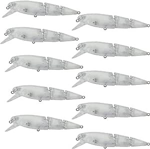 10PCS Unpainted Lure Blanks 13.27g 11cm with 5mm Free Fishing Eye Whopper Popper Bass Lure Crankbait Simulation Blank Body Clear Hard Baits Trout Salmon Minnow Lure 8075 5mm