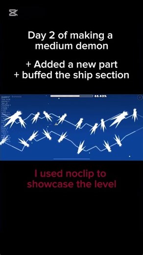 Day 2 of making a medium demon. Level design inspired by @snxckless. #geometrydash #gd.